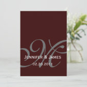Invitation Dark Brown Monogram Names Wedding Invite (Debout devant)