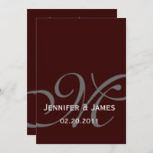 Invitation Dark Brown Monogram Names Wedding Invite (Devant / Derrière)