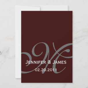 Invitation Dark Brown Monogram Names Wedding Invite