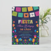 Invitation Dark Colorful Talavera Mexican Fiesta Birthday (Debout devant)