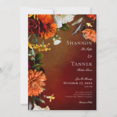 Invitation Dark Elegant Summer Sunset Floral Wedding (Devant)