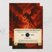 Invitation Dark Fire Dragon Birthday (Devant / Derrière)