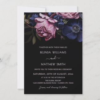 Invitation Dark Floral Moody | Photo Wedding