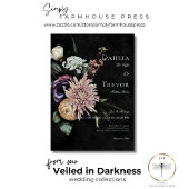Invitation Dark Gothic Mystérieux Muted Floral Mariage