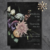 Invitation Dark Gothic Mystérieux Muted Floral Mariage