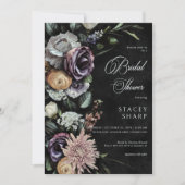 Invitation Dark Gothic Mysterious Muted Floral Fête des marié (Devant)