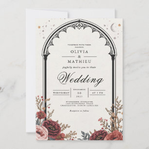 Invitation Dark gothique Floral Romance Mariage