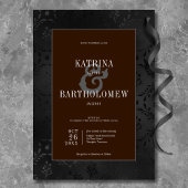 Invitation Dark Gothique Noir Floral Satin Damask Brown