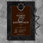 Invitation Dark Gothique Noir Floral Satin Damask Brown