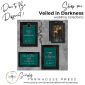 Invitation Dark Gothique Noir Floral Satin Damask Mariage Tur