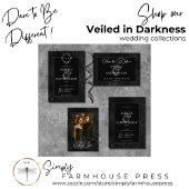 Invitation Dark gothique noir floral satin Mariage damassé