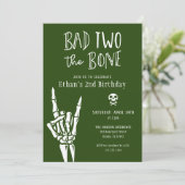 Invitation Dark Green Bad Deux The Bone 2nd Birthday Party (Debout devant)
