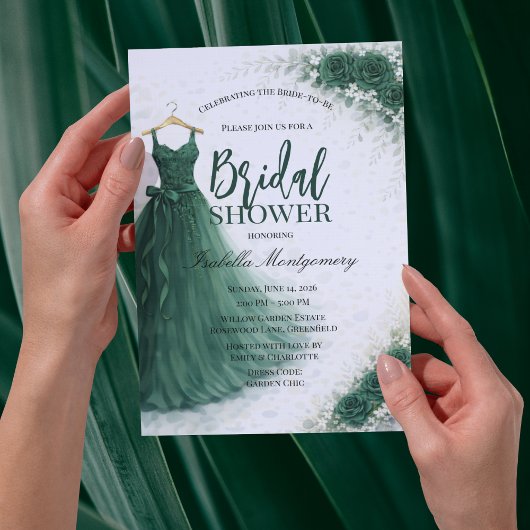 Invitation Dark Green Bridesmaid Dress Bridal Shower
