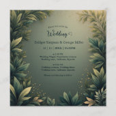 Invitation dark green elegant nature wedding all in one  (Devant)