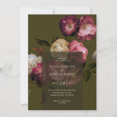 Invitation Dark Green Floral Moody Black Elegant Romantic (Devant)