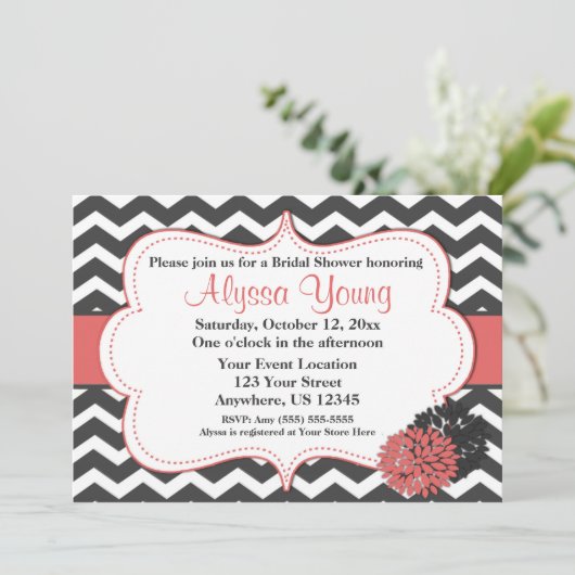 Invitation Dark Grey Cayenne Chevron (Debout devant)