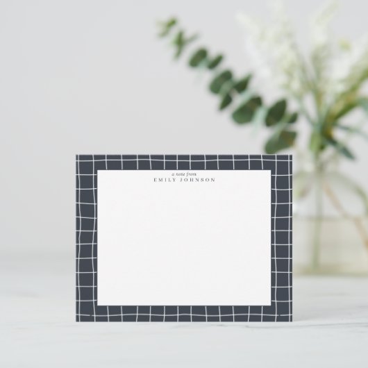 Invitation Dark Grid Frame Note Card (Debout devant)