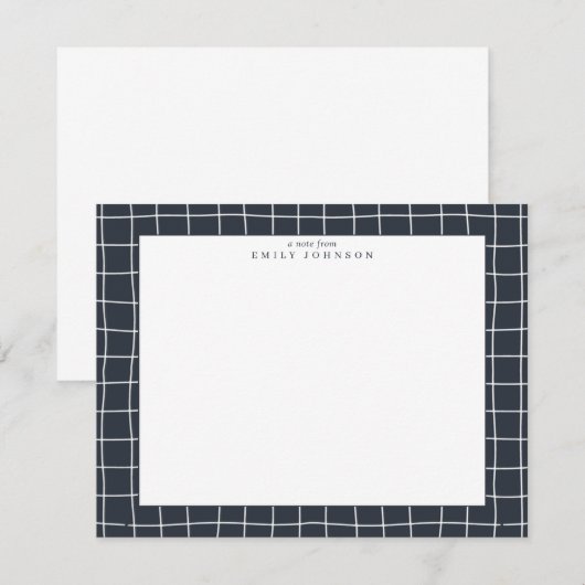 Invitation Dark Grid Frame Note Card (Devant / Derrière)