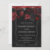 Invitation Dark Moody Black Red Florals (Devant)