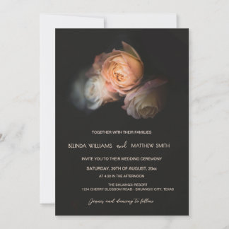 Invitation Dark Moody Blush 3D Flowers Wedding