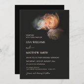 Invitation Dark Moody Blush Apricot Roses Wedding (Devant / Derrière)