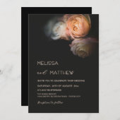 Invitation Dark Moody Blush Apricot Roses Wedding (Devant / Derrière)