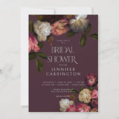 Invitation Dark Moody Bourgogne & Cream Peonies Fête des mari (Devant)