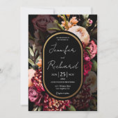 Invitation Dark Moody Dutch Masters Floral Black Mariage (Devant)