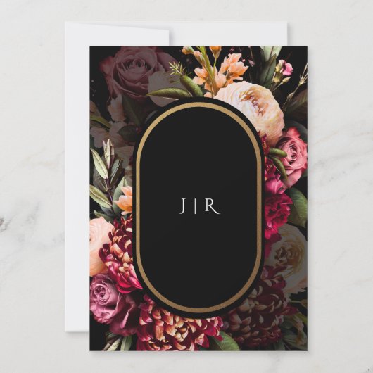 Invitation Dark Moody Dutch Masters Floral Black Mariage (Dos)