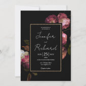 Invitation Dark Moody Dutch Old Masters Floral Black Mariage (Devant)