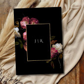 Invitation Dark Moody Dutch Old Masters Floral Black Mariage