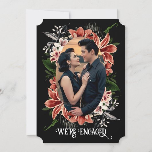 Invitation Dark Moody Engagement Announcement Custom Photo (Devant)