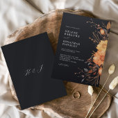 Invitation Dark Moody Fall Floral Terracotta Élégant Mariage