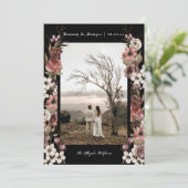 Invitation Dark Moody Floral Autumn Photo Enregistrer la date (Debout devant)