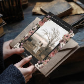 Invitation Dark Moody Floral Autumn Photo Enregistrer la date