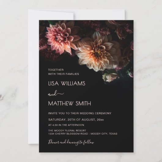 Invitation Dark Moody Floral | Chrysanthemum Wedding (Devant)