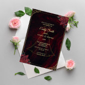 Invitation Dark Moody Gothic Red Roses Elegant Bridal Shower
