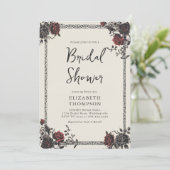 Invitation Dark Moody Gothique Rouge Noir Rose Fête des marié (Debout devant)