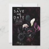 Invitation Dark Moody Mariage floral romantique Enregistrer l (Devant)