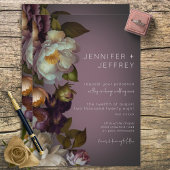 Invitation Dark Moody Mauve Floral Moderne Mariage Inviter