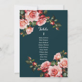 Invitation Dark moody pink and red roses seating chart card (Dos)