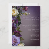 Invitation Dark Moody Purple Lavender Floral Modern Wedding (Devant)