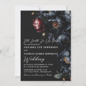 Invitation Dark Moody Romantic Black Peony Mariage gothique (Devant)