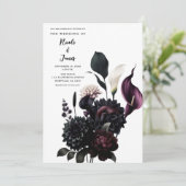 Invitation Dark Moody Romantic Floral Mariage blanc (Debout devant)