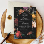 Invitation Dark Moody Romantic Floral Néerlandais Mariage<br><div class="desc">Des flores aux tons de bijoux foncés inspirés des maîtres hollandais. Customisez la couleur diamant et la couleur arrière - plan sur l'avant et l'arrière. Tout le texte est modifiable.</div>