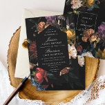 Invitation Dark Moody Romantic Floral Néerlandais Mariage<br><div class="desc">Des flores aux tons de bijoux foncés inspirés des maîtres hollandais. Customisez la couleur diamant et la couleur arrière - plan sur l'avant et l'arrière. Tout le texte est modifiable. Demande personnalisée pour une mariée avec un soutien.</div>