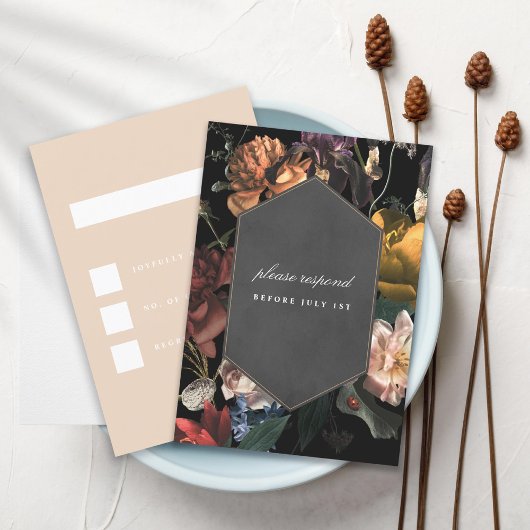 Invitation Dark Moody Romantic Floral Néerlandais Painterly R