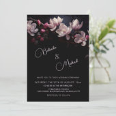 Invitation Dark  Moody Romantic Magnolia Flowers (Debout devant)