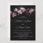 Invitation Dark Moody Romantic Magnolia Flowers (Devant)