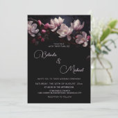 Invitation Dark  Moody Romantic Magnolia Flowers (Debout devant)